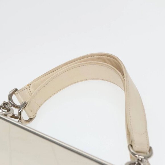 CHANEL Matelasse Hand Bag Leather White Silver CC - Picture 8 of 15